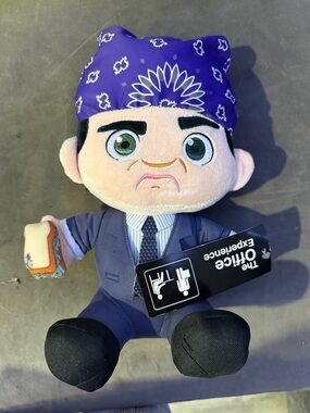 Plush Character with Purple Bandana and Navy Suit